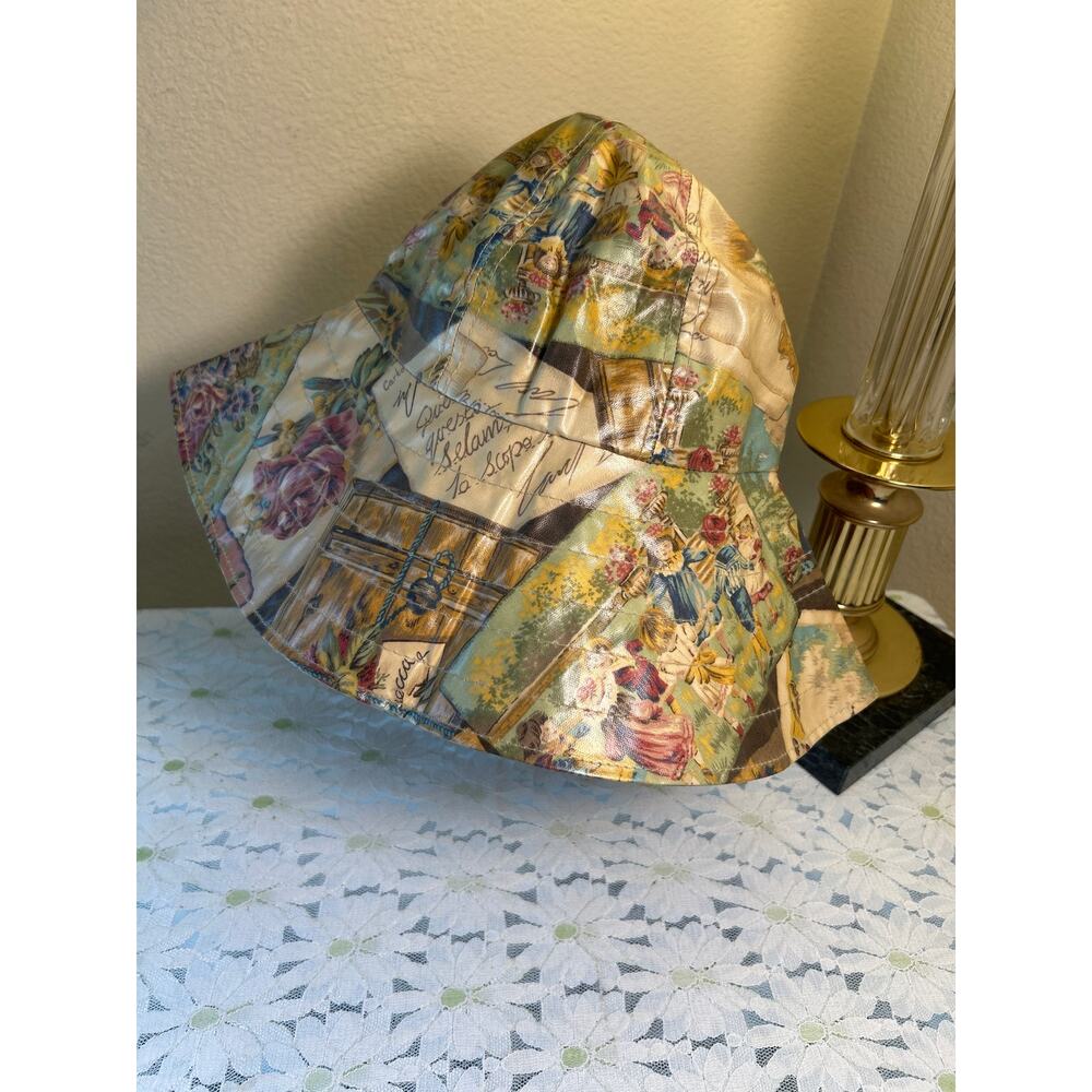 Vtg Nordic House Design Floppy Hat Vinyl Floral Vtg Design Sun Hat